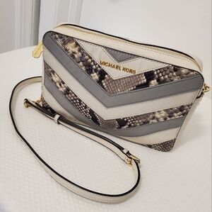Michael Kors Gray and Cream Crossbody Bag
